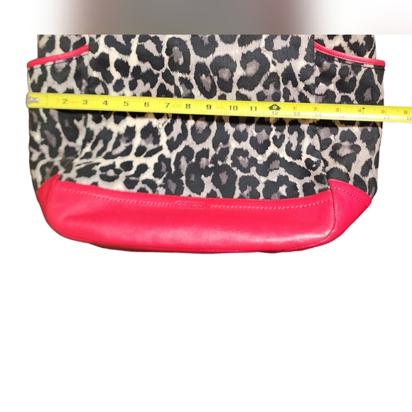 Coach Ocelot Red Leather Black Leopard Print Tote Handbag F25178 - Picture 4 of 15